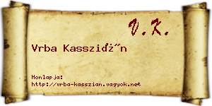 Vrba Kasszián névjegykártya